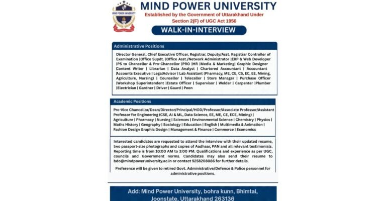Walk-In Interview for Academic & Administrative Positions